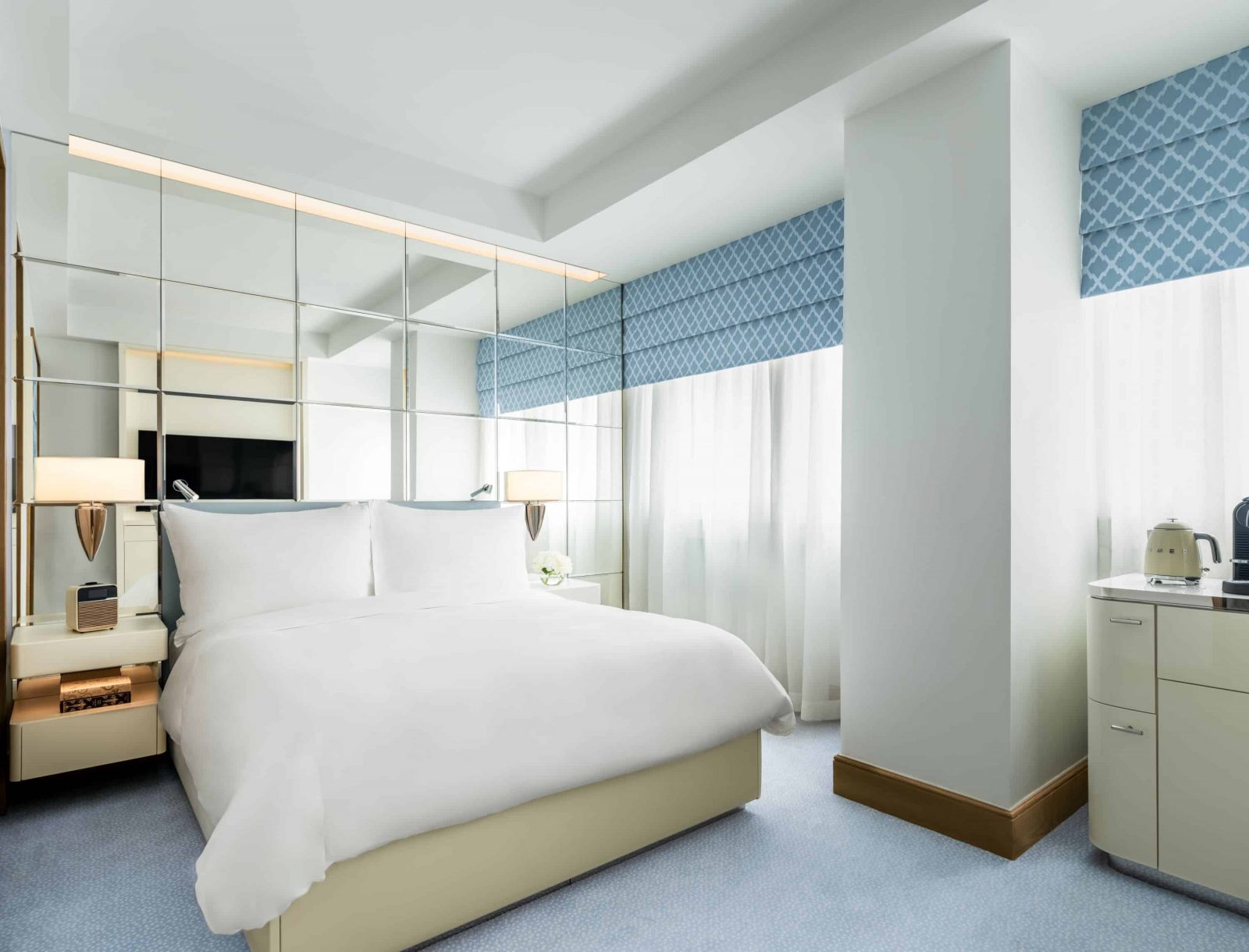 Our freshly renovated Guest Room combines a spacious open view plan with lots of natural daylight and city views. Designed with large closets, a luxurious marble shower room and artisan textiles to make you feel like royalty every moment of your stay.